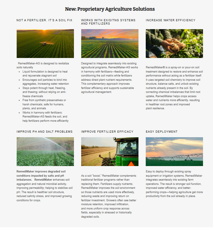 RemediMaker agriculture soil treatment