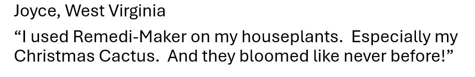 Testimonial Joyce West Virginia houseplants